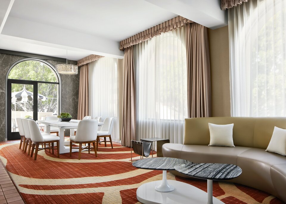 Suite 101 living and dining area at The Pasadena Hotel